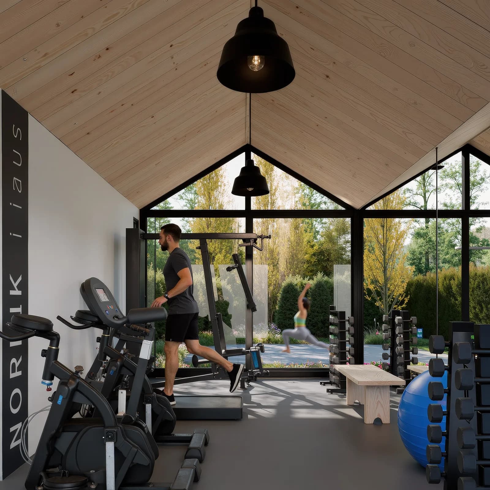 Gimnasio del conjunto con vista al parque